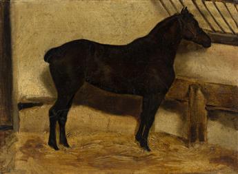 THÉODORE GÉRICAULT (Rouen 1791-1824 Paris) Jument noire à lÉcurie.